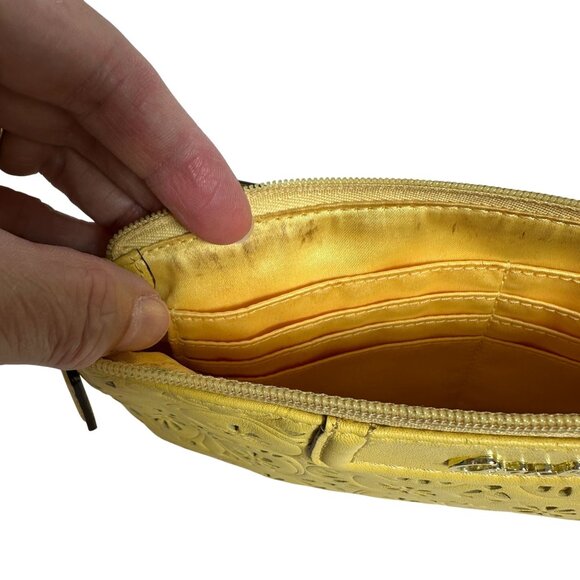 Coach Leather Daisy Eyelet Perforated Wristlet Bag Mini Marigold Yellow - Picture 7 of 10